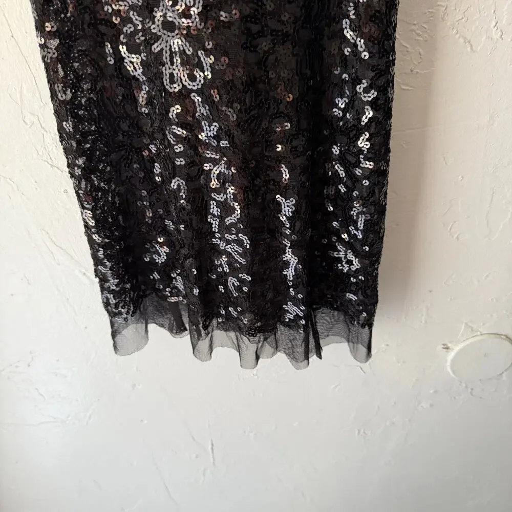Wildcat Black Sequin Tank Top L‎ Y2K Fairy Grunge Mesh Going Out Top